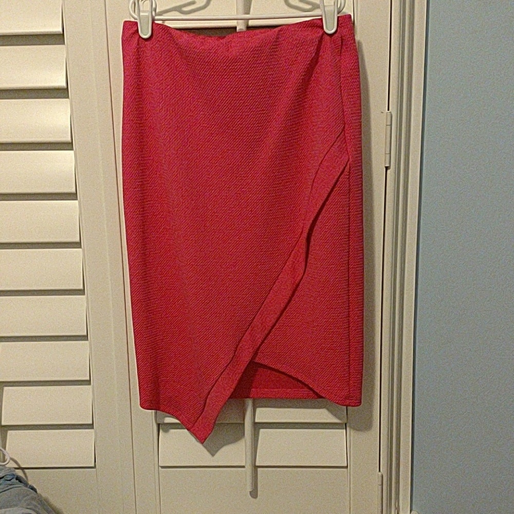 Bright pink midi skirt